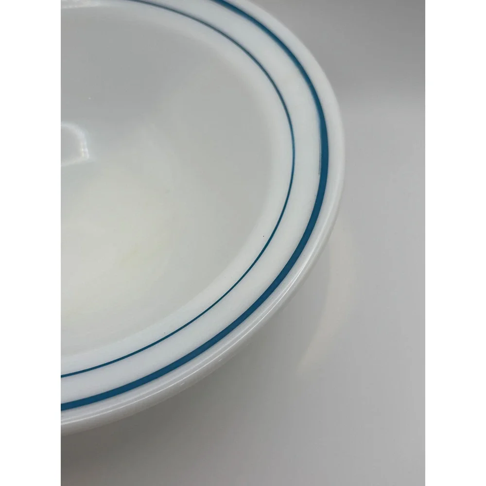 VintAnchor Hocking Fire-King 350 Milk Glass Mixing Bowl Blue Bands 938 USA